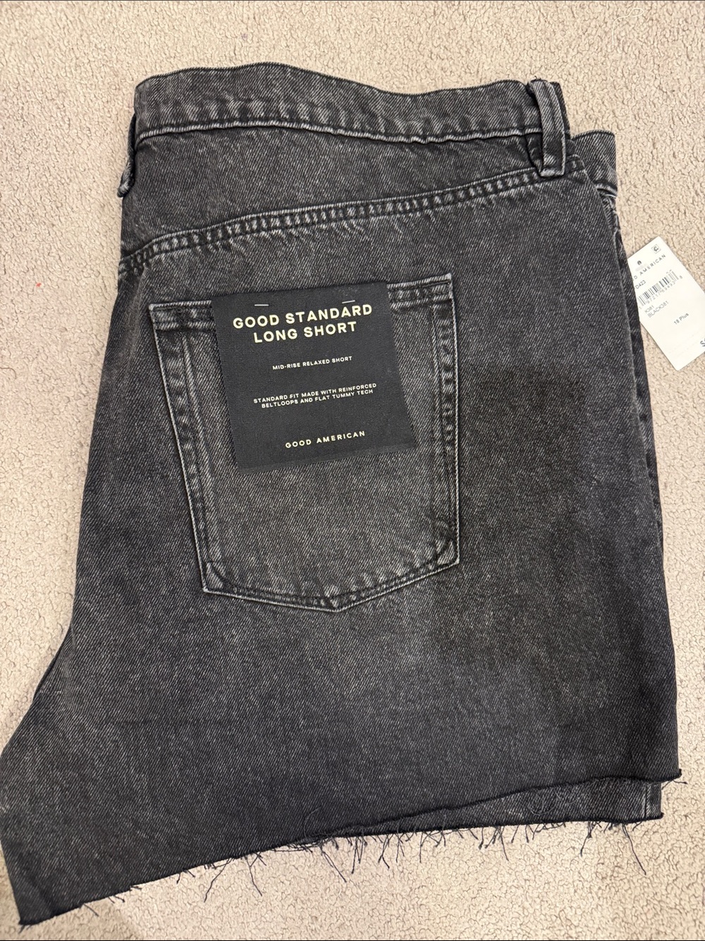 NWT Good American Washed Black Relaxed Shorts